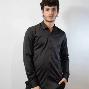 Temas Slim Fit Hemd mit Stretchanteil Herren Schwarz